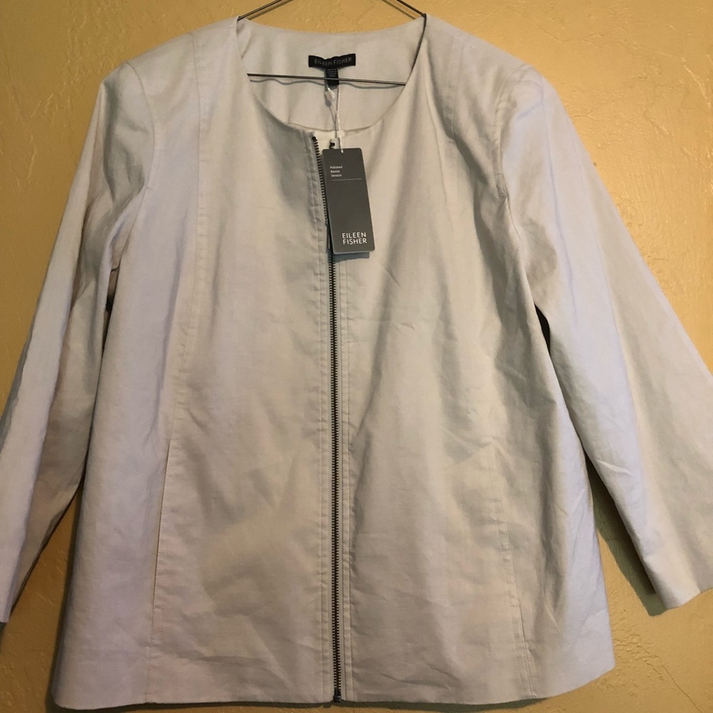Elieen Fisher tan zip up jacket